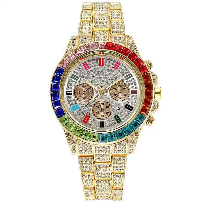 Iced Out Quarzuhr – Statement-Piece in Gold