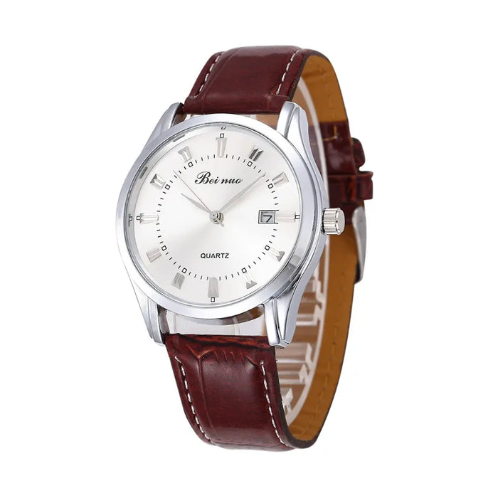Herren Business Quarzuhr – Elegante Lederarmbanduhr, stoßfest & wasserdicht