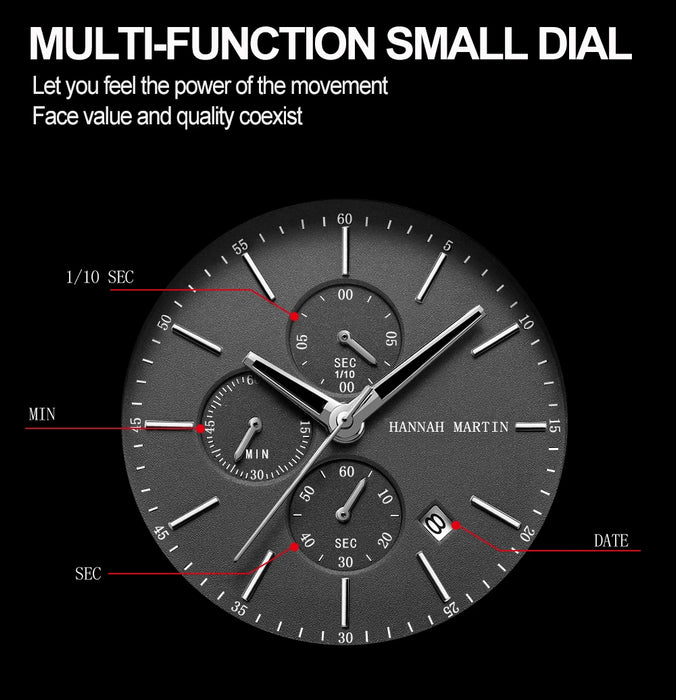 Quarzuhr für Herren – Edelstahl Chronograph mit Datum und Wasserschutz