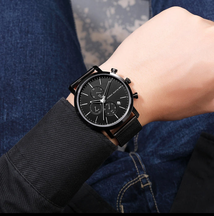 Quarzuhr für Herren – Edelstahl Chronograph mit Datum und Wasserschutz