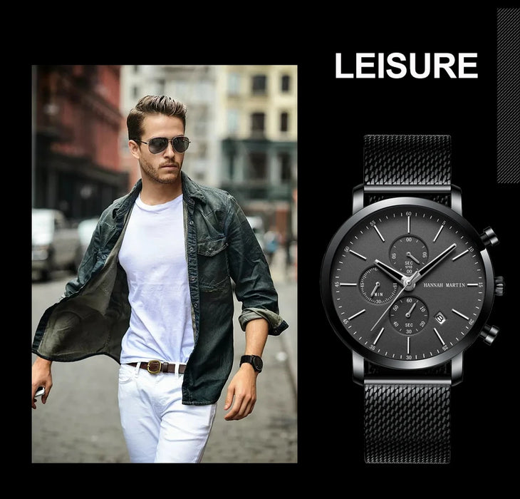 Quarzuhr für Herren – Edelstahl Chronograph mit Datum und Wasserschutz
