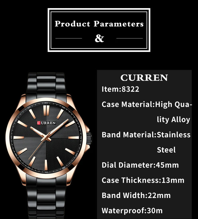Herren Armbanduhr – Edelstahl Mesh Quarz-Uhr | Business & Freizeit | 3ATM Wasserdicht