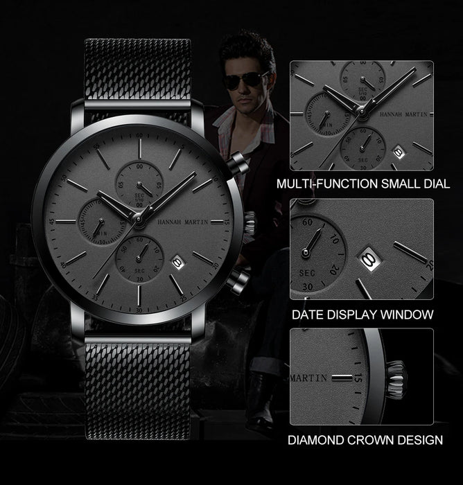 Quarzuhr für Herren – Edelstahl Chronograph mit Datum und Wasserschutz