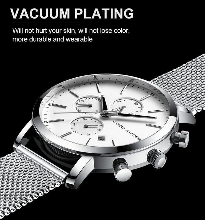 Quarzuhr für Herren – Edelstahl Chronograph mit Datum und Wasserschutz