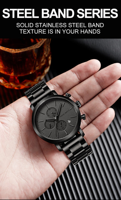 Quarzuhr für Herren – Edelstahl Chronograph mit Datum und Wasserschutz