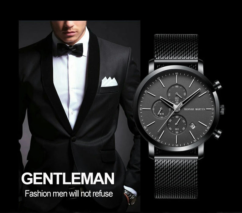 Quarzuhr für Herren – Edelstahl Chronograph mit Datum und Wasserschutz