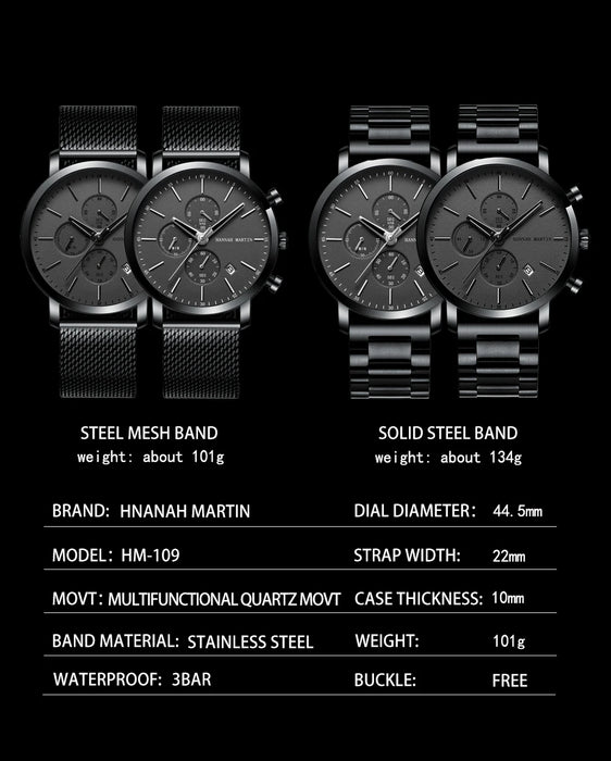Quarzuhr für Herren – Edelstahl Chronograph mit Datum und Wasserschutz