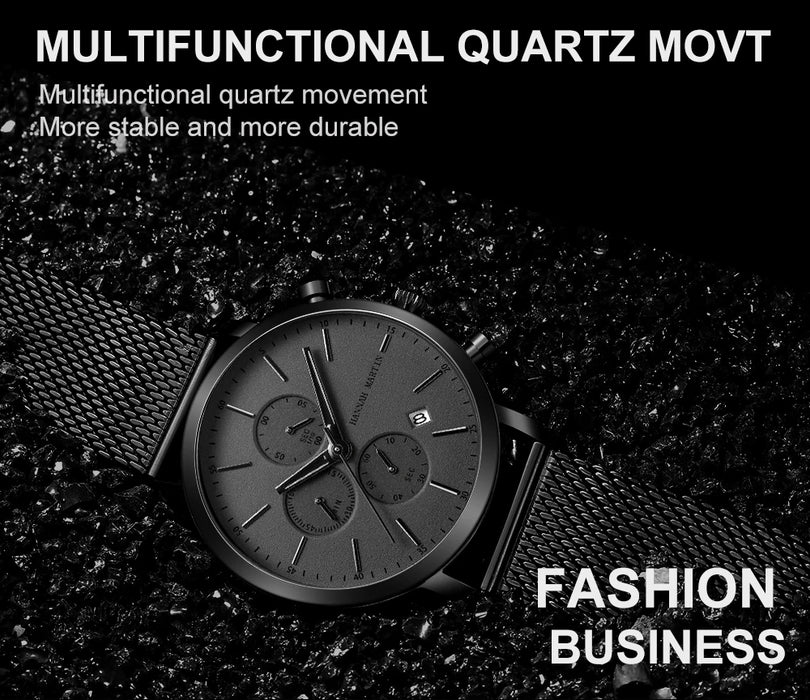 Quarzuhr für Herren – Edelstahl Chronograph mit Datum und Wasserschutz