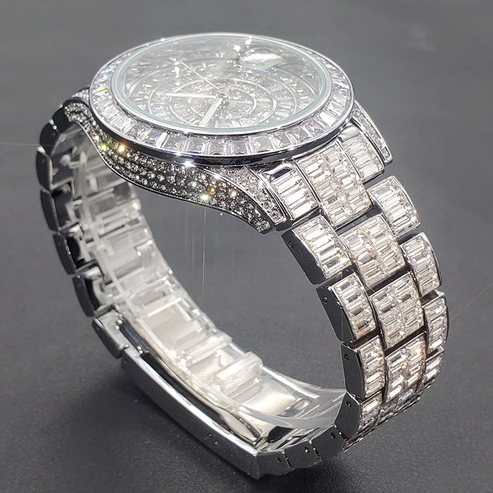 Ice Out Luxus Quarzuhr für Herren – Voll Diamant, Luminous Zeiger, 30m Wasserdicht, Edelstahl, Auto Date, Anti-Magnetisch