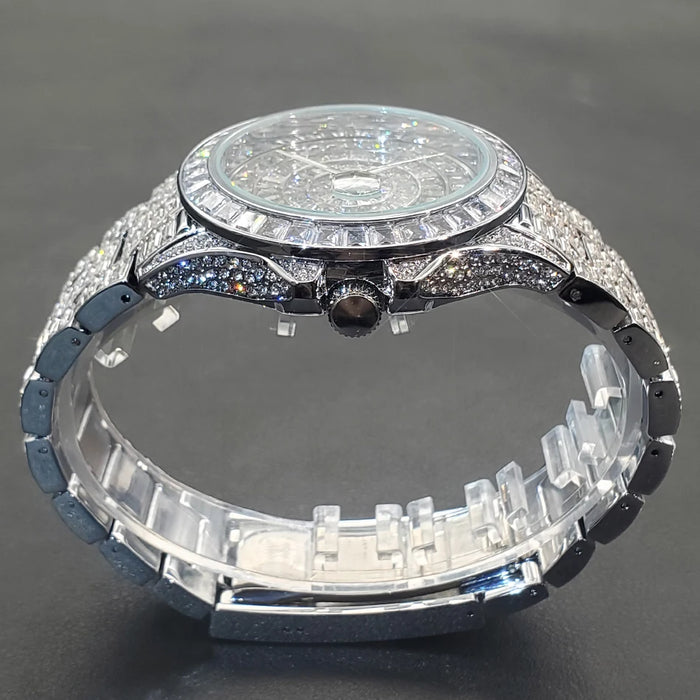 Ice Out Luxus Quarzuhr für Herren – Voll Diamant, Luminous Zeiger, 30m Wasserdicht, Edelstahl, Auto Date, Anti-Magnetisch