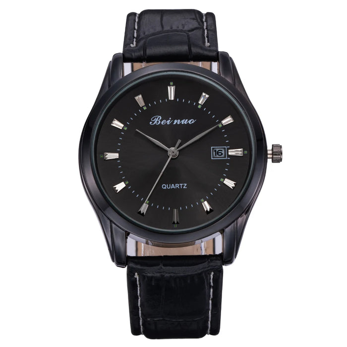 Herren Business Quarzuhr – Elegante Lederarmbanduhr, stoßfest & wasserdicht