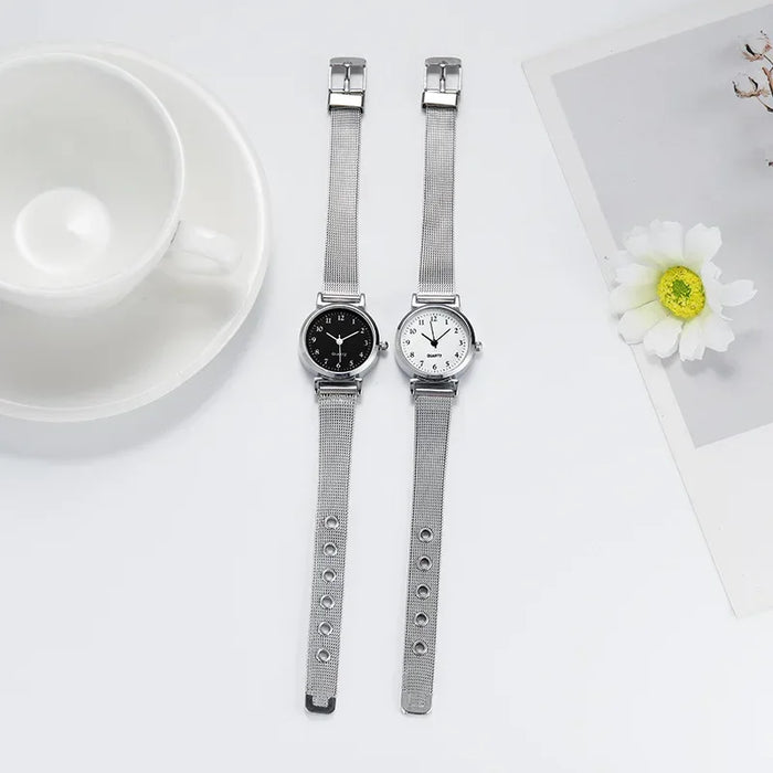 DAY DAY FUN Damen Quarz Armbanduhr, Edelstahl, Rundes Zifferblatt, 24 mm, Elegantes Design