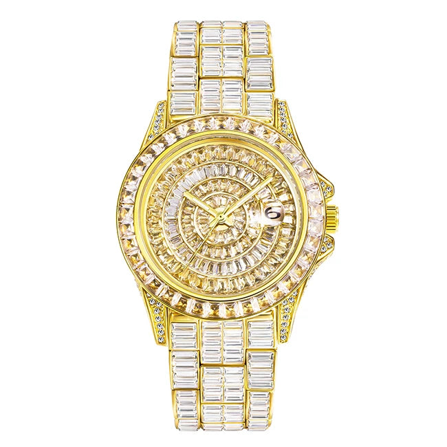 Ice Out Luxus Quarzuhr für Herren – Voll Diamant, Luminous Zeiger, 30m Wasserdicht, Edelstahl, Auto Date, Anti-Magnetisch