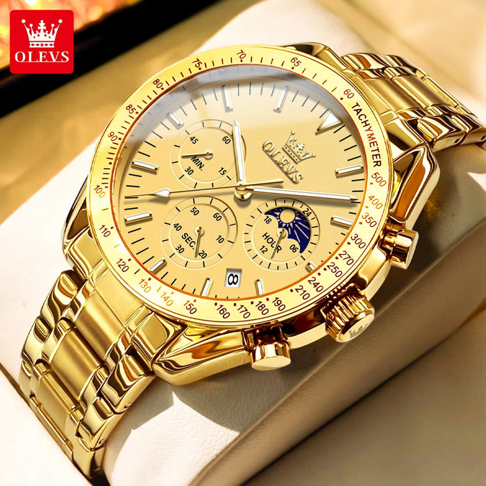 OLEVS Herren Quarz-Armbanduhr 3618 – Chronograph, Wasserdicht, Luminous
