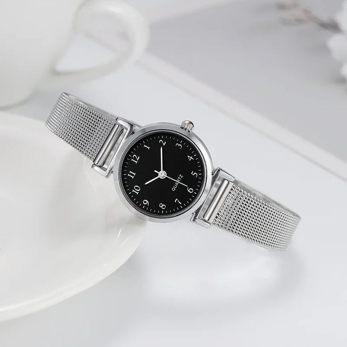 DAY DAY FUN Damen Quarz Armbanduhr, Edelstahl, Rundes Zifferblatt, 24 mm, Elegantes Design