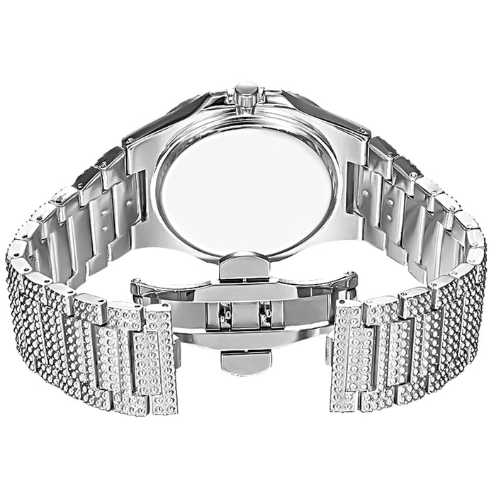 PINTIME Iced Out Quarzuhr für Herren, 3ATM Wasserdicht, Mode Hip Hop Armbanduhr mit CZ Kristallen, Unisex