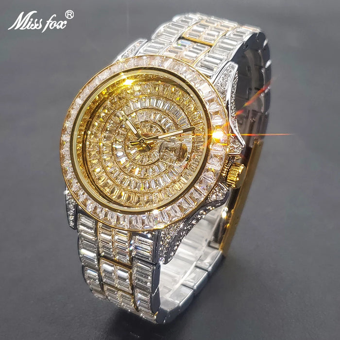 Ice Out Luxus Quarzuhr für Herren – Voll Diamant, Luminous Zeiger, 30m Wasserdicht, Edelstahl, Auto Date, Anti-Magnetisch