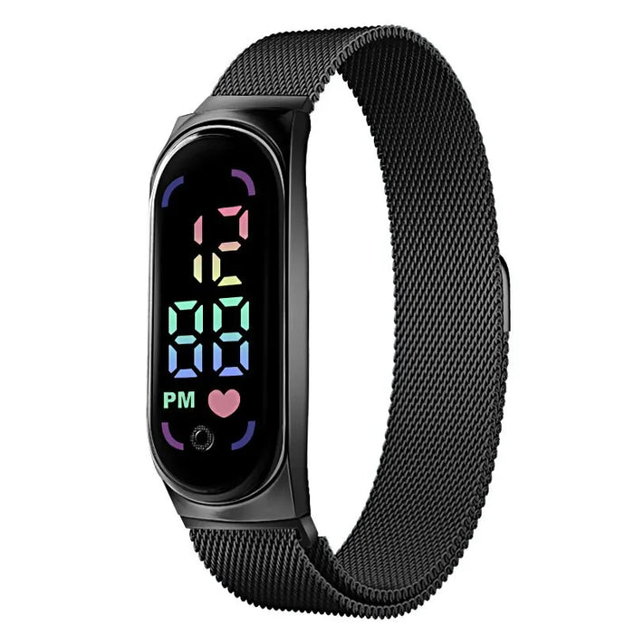 POPLOV Damen Digitaluhr mit LED-Touchscreen – Elegante Uhr mit Magnetarmband, wasserdicht & modern