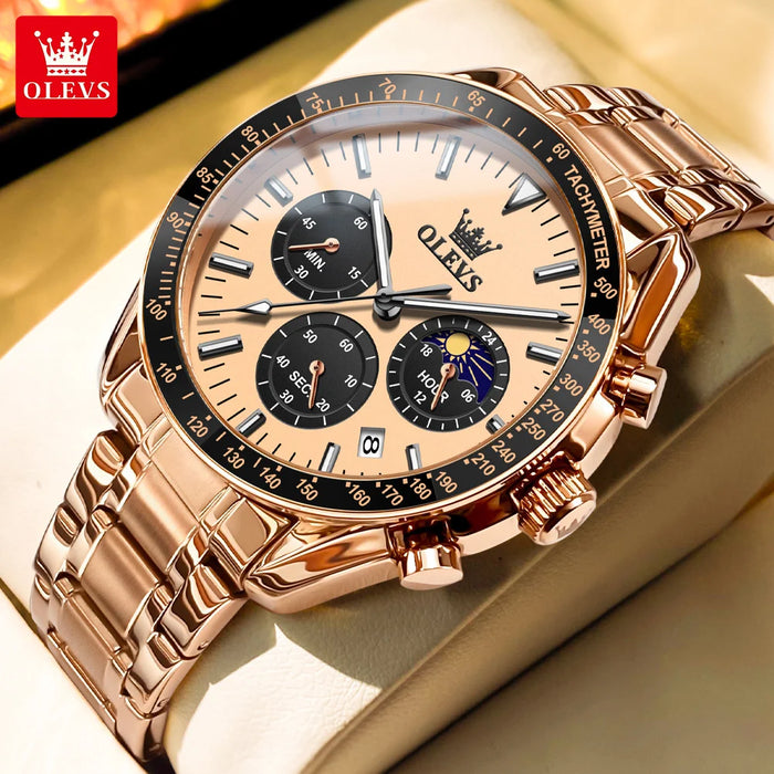 OLEVS Herren Quarz-Armbanduhr 3618 – Chronograph, Wasserdicht, Luminous