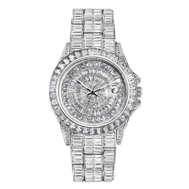 Ice Out Luxus Quarzuhr für Herren – Voll Diamant, Luminous Zeiger, 30m Wasserdicht, Edelstahl, Auto Date, Anti-Magnetisch