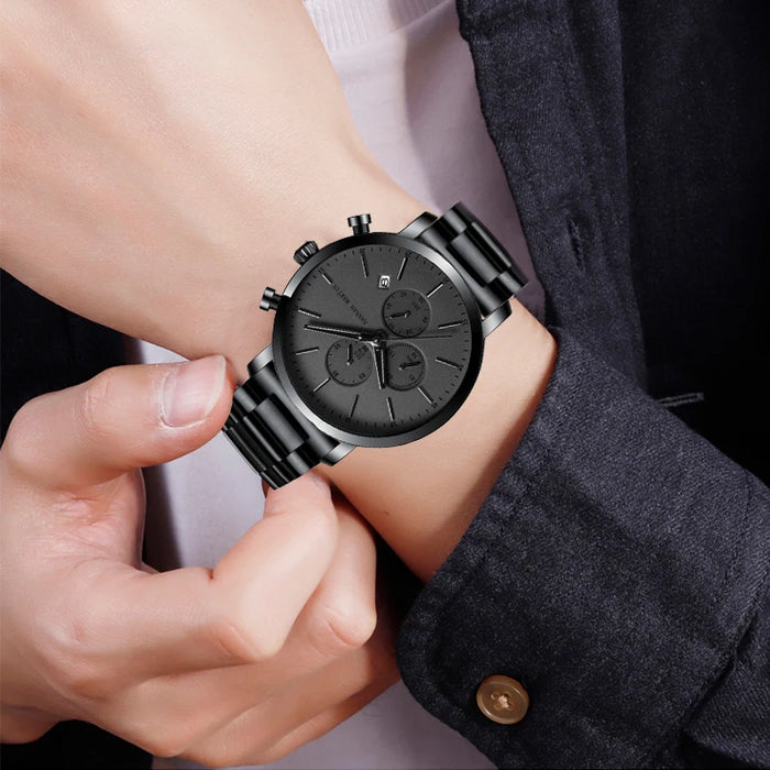 Quarzuhr für Herren – Edelstahl Chronograph mit Datum und Wasserschutz
