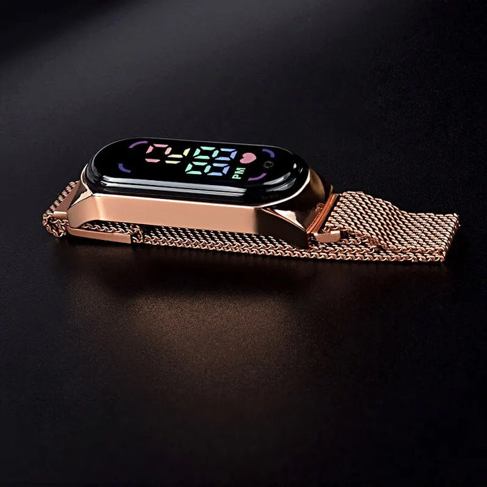 POPLOV Damen Digitaluhr mit LED-Touchscreen – Elegante Uhr mit Magnetarmband, wasserdicht & modern