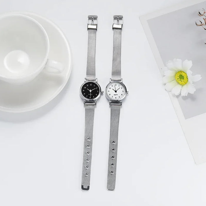 DAY DAY FUN Damen Quarz Armbanduhr, Edelstahl, Rundes Zifferblatt, 24 mm, Elegantes Design
