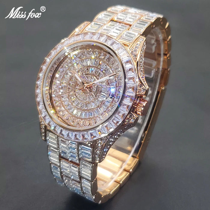 Ice Out Luxus Quarzuhr für Herren – Voll Diamant, Luminous Zeiger, 30m Wasserdicht, Edelstahl, Auto Date, Anti-Magnetisch