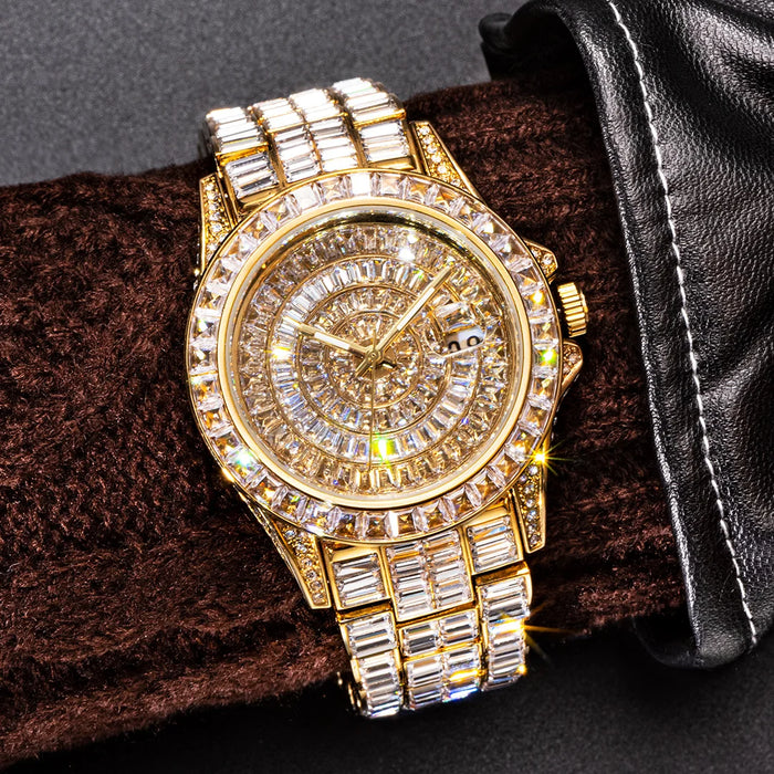 Ice Out Luxus Quarzuhr für Herren – Voll Diamant, Luminous Zeiger, 30m Wasserdicht, Edelstahl, Auto Date, Anti-Magnetisch