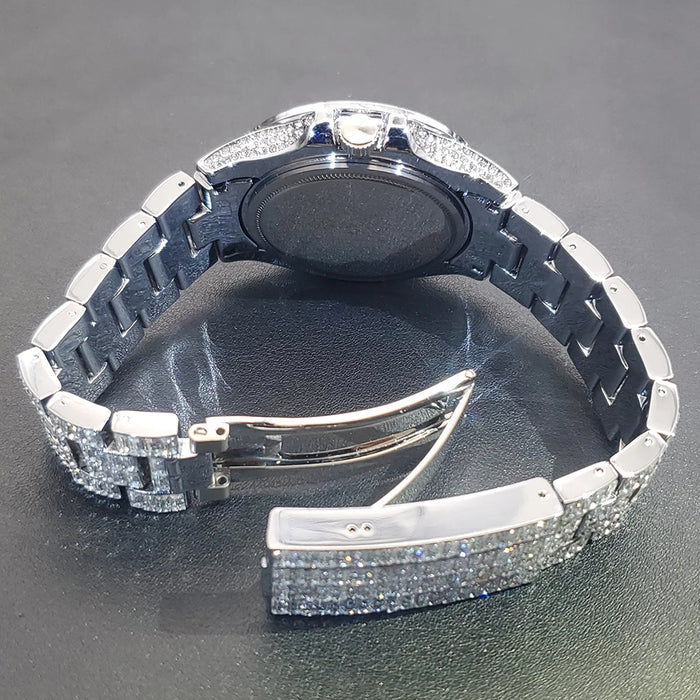 Ice Out Luxus Quarzuhr für Herren – Voll Diamant, Luminous Zeiger, 30m Wasserdicht, Edelstahl, Auto Date, Anti-Magnetisch