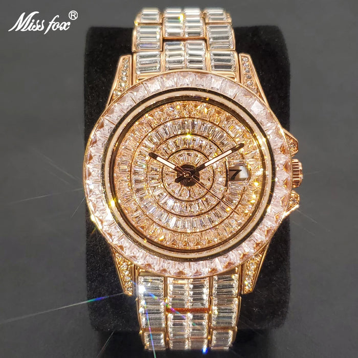 Ice Out Luxus Quarzuhr für Herren – Voll Diamant, Luminous Zeiger, 30m Wasserdicht, Edelstahl, Auto Date, Anti-Magnetisch