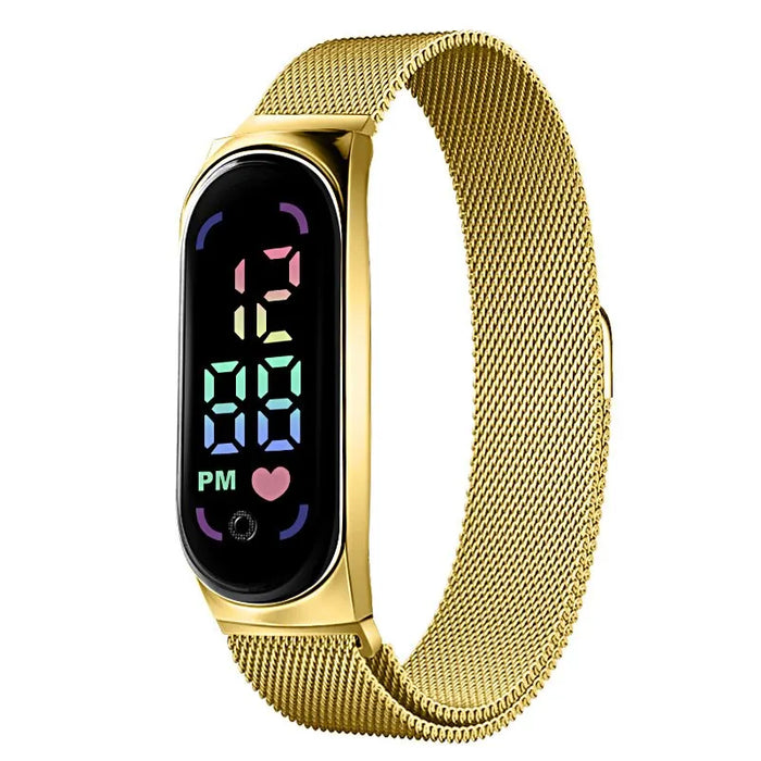 POPLOV Damen Digitaluhr mit LED-Touchscreen – Elegante Uhr mit Magnetarmband, wasserdicht & modern