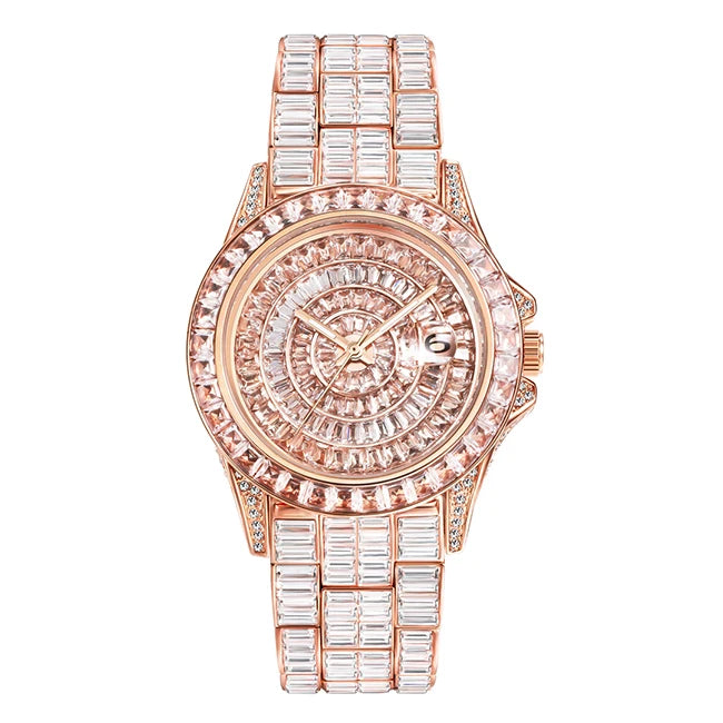 Ice Out Luxus Quarzuhr für Herren – Voll Diamant, Luminous Zeiger, 30m Wasserdicht, Edelstahl, Auto Date, Anti-Magnetisch