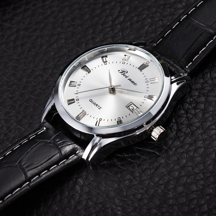 Herren Business Quarzuhr – Elegante Lederarmbanduhr, stoßfest & wasserdicht