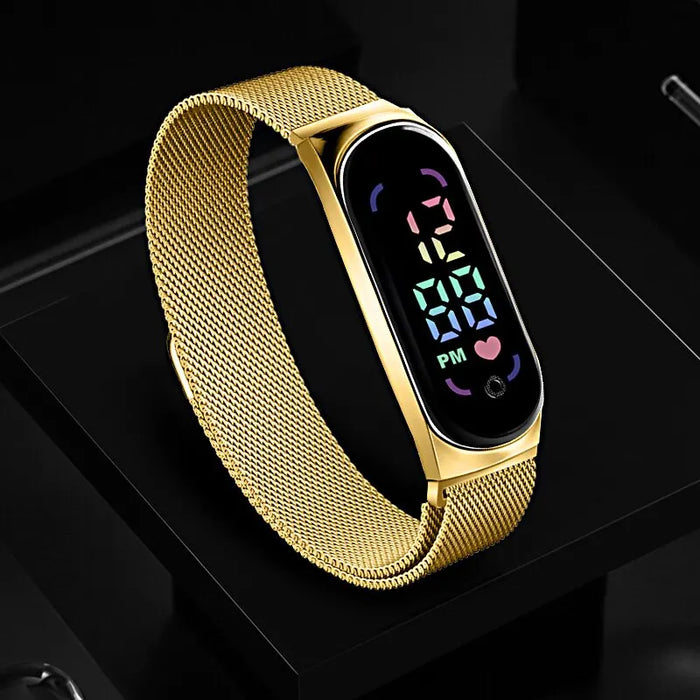 POPLOV Damen Digitaluhr mit LED-Touchscreen – Elegante Uhr mit Magnetarmband, wasserdicht & modern